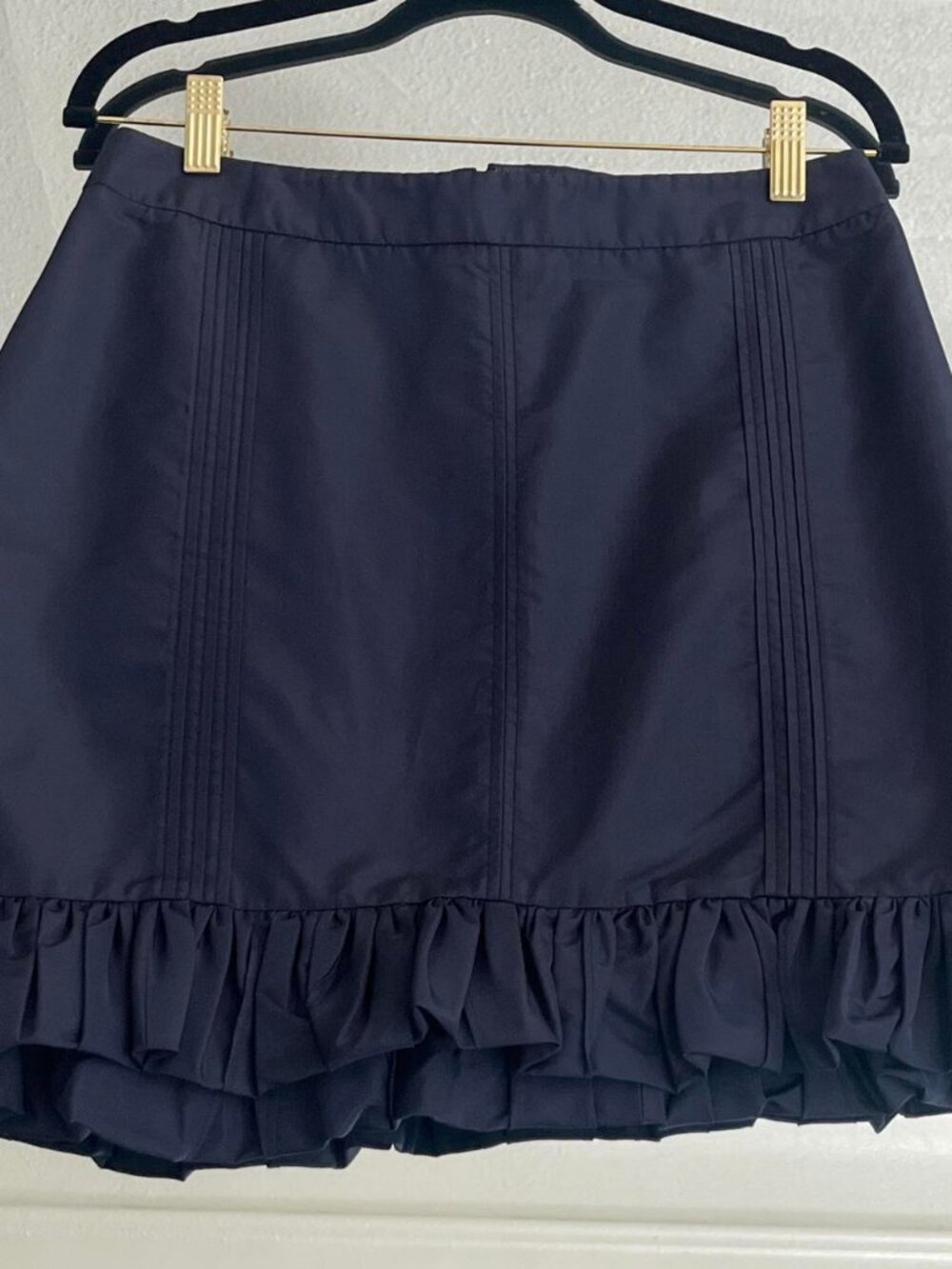 Prada Early 2000s Navy Silk Blend Ruched Skirt IT 42 US Made in Italy